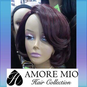 New Amore Mio sexy Bordeaux Black Wig Short hair